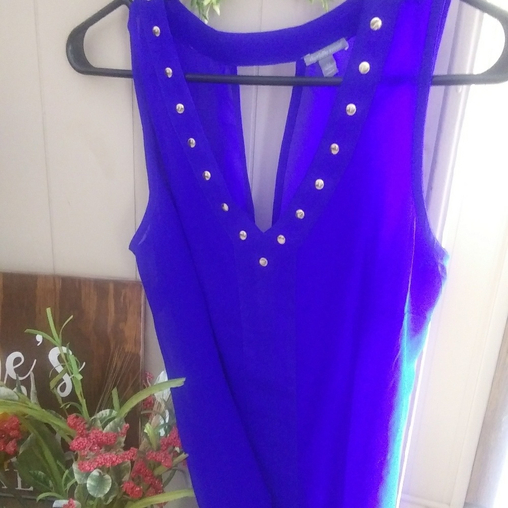 Cobalt blue sheer studded blouse